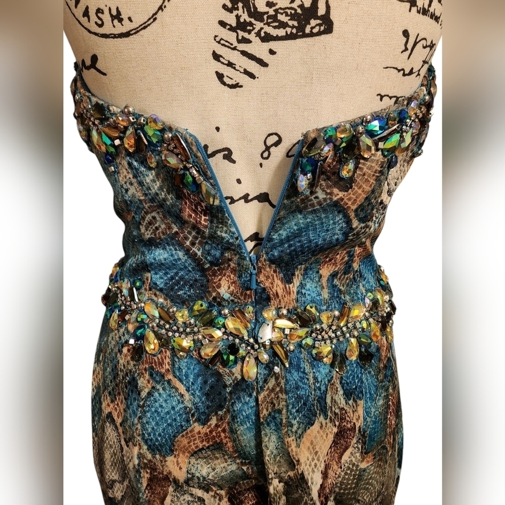 Terani Couture Strapless Animal Print Evening Gown - Picture 10 of 12